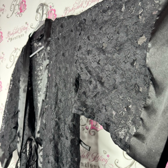La senza robe kimono lace black tie up belt floral flowers mesh Lacey lounge - Picture 9 of 10
